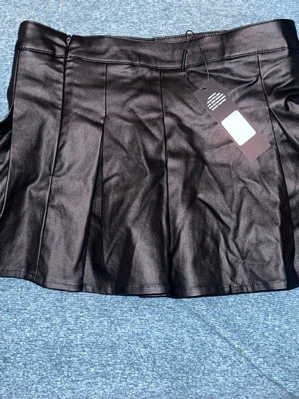 Fashion Nova Black Faux Leather Pleated Mini Skirt